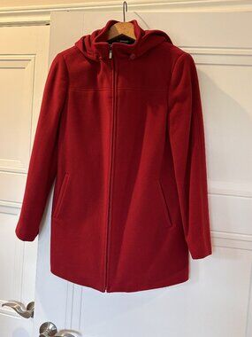 Calvin Klein Wool & Cashmere Coat with Hood, Size Medium